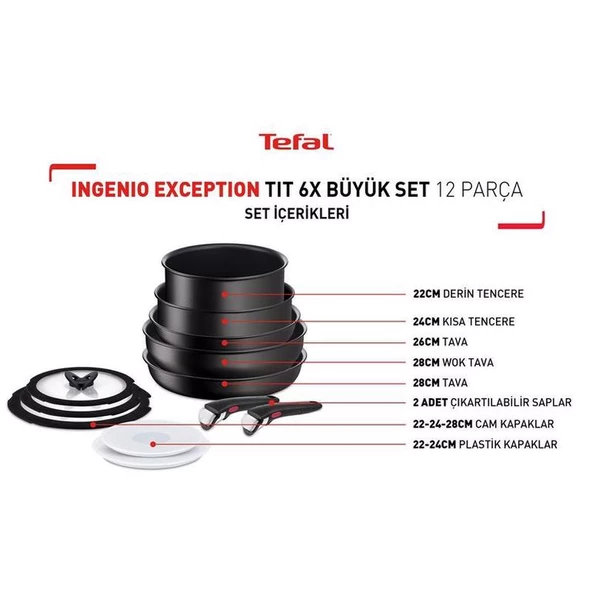 Tefal Ingenio Exception Titanyum 6X Büyük Set 12 Parça 2100129606 - Resim 3