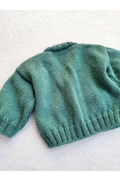 Çocuk Crop Hırka,El Örgüsü Yün Crop - Resim 5