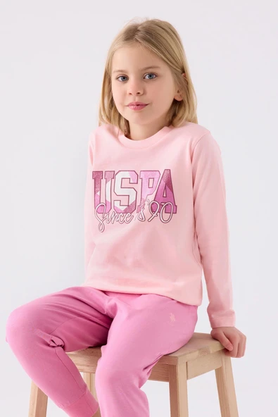 U.S. Polo Assn. Garson Kız Çocuk Pembe Uzun Kol Pijama Takım - 2