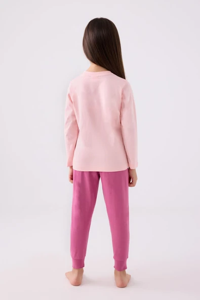 U.S. Polo Assn. 1970 Since 1890 Kız Çocuk Pembe Uzun Kol Pijama Takım - Resim 5