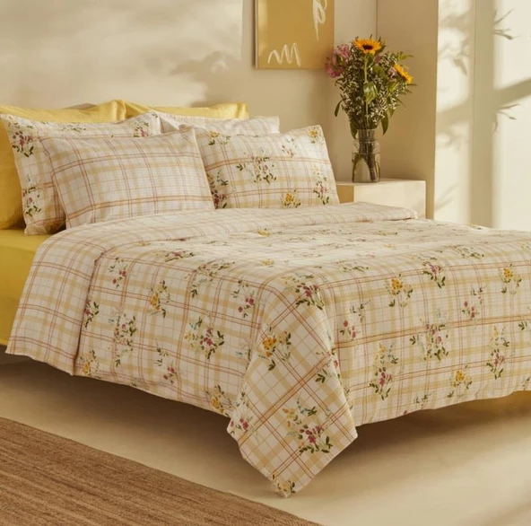 Karaca Home Minella Sarı %100 Pamuk Soft Touch Çift Kişilik Nevresim Takımı