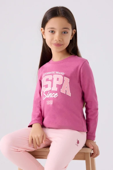 U.S. Polo Assn. 1966 Authentic Brand Kız Çocuk Leylak Uzun Kol Pijama Takım - 2