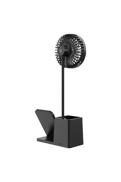 S-LINK SL-M9055 Siyah TypeC 10W Kablosuz Şarj Cihazı Fanlı Kalemlikli Masa Lambası - 4