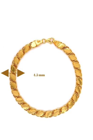 14 Ayar Altın 4.5 mm Pullu Zincir Bileklik - 3