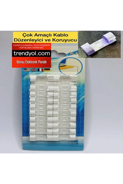 Powermaster KABLO SABİTLEYİCİ 20 ADET KABLO DÜZENLEYİCİ KABLO KLİPSİ KABLO KORUYUCU KABLO TOPLAYICI BENSU PENDİK - 4