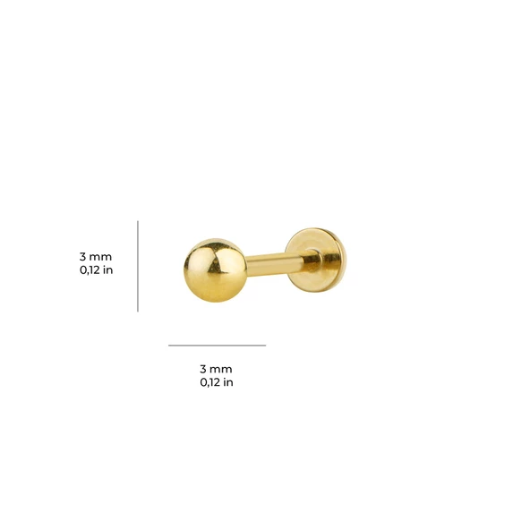 3 mm Top Altın Piercing - 2