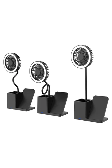 S-LINK SL-M9055 Siyah TypeC 10W Kablosuz Şarj Cihazı Fanlı Kalemlikli Masa Lambası - 3