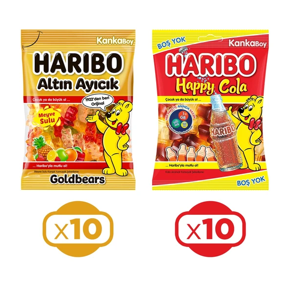 Haribo Altın Ayıcık ve Happy Cola 80 gr Kanka Boy 20 li Karma Paket - 2