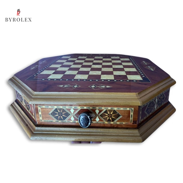 HELENA SÜPER DELUX MOZAİK GERÇEK AHŞAP MASA ÜSTÜ STRANÇ TAKIMI - 3