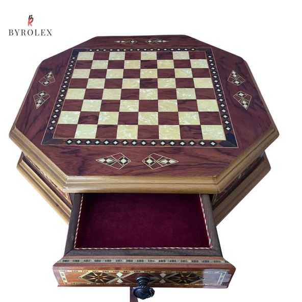 HELENA SÜPER DELUX MOZAİK GERÇEK AHŞAP MASA ÜSTÜ STRANÇ TAKIMI - 2