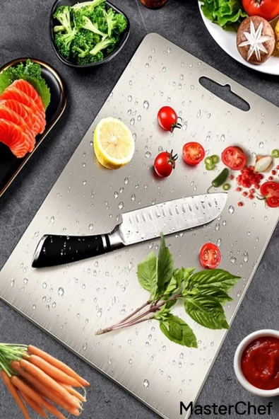 Masterchef Paslanmaz Çelik Kesme Tahtası – Hijyenik, Dayanıklı ve Şık! - 4