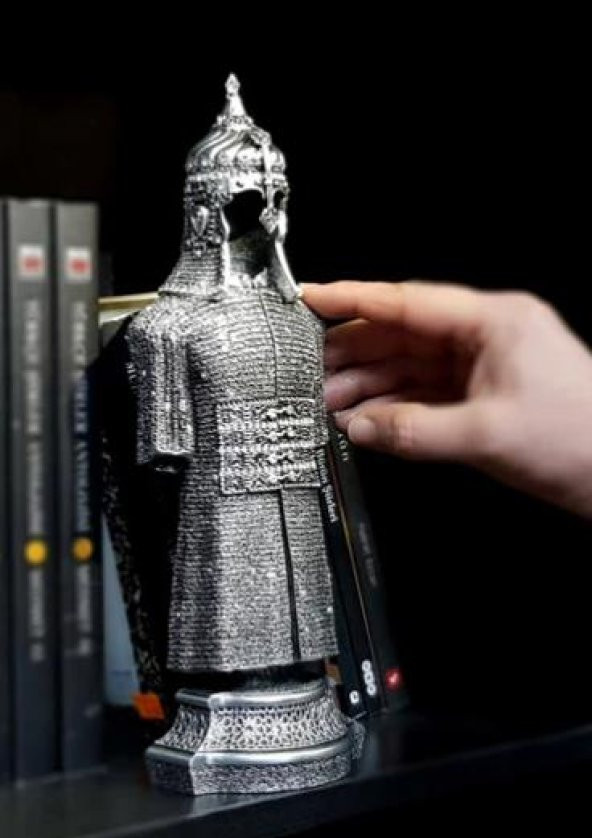 Cevşen-ül Kebir 30 Cm Ayetli Osmanlı Zırhlı Cevşen Dualı Biblo Zırh Gümüş Renk Ayet Obje - 7