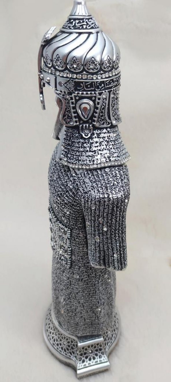 Cevşen-ül Kebir 30 Cm Ayetli Osmanlı Zırhlı Cevşen Dualı Biblo Zırh Gümüş Renk Ayet Obje - 8