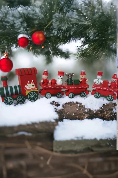 Ahşap Noel Treni - DEkoratif ve Hediyelik  20 cm - 5