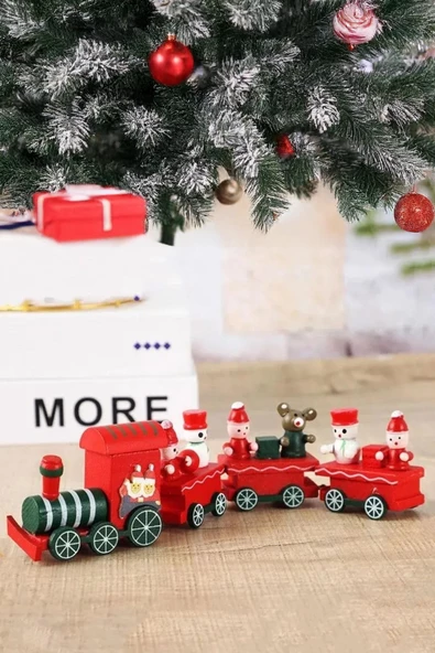 Ahşap Noel Treni - DEkoratif ve Hediyelik  20 cm - 4
