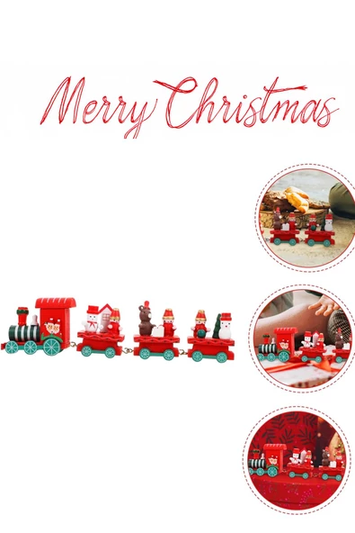 Ahşap Noel Treni - DEkoratif ve Hediyelik  20 cm - 6
