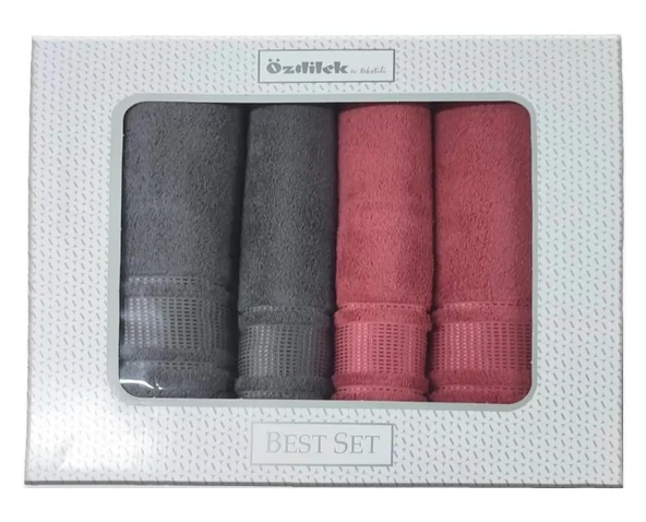 Özdilek Best Hamam Seti, Banyo Havlu Takımı (Büyük Boy)-Colourist K.Gri K.Mercan - 3