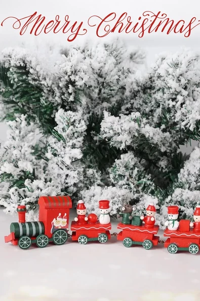 Ahşap Noel Treni - DEkoratif ve Hediyelik  20 cm - 3