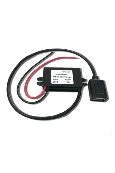 Alkatronik 12V/24V to USB-A 5V 3A Modül F35J5V3A 30cm Type A Usb Kablolu Su Geçirmez Şarj Telefon Voltaj Düşür - Resim 4