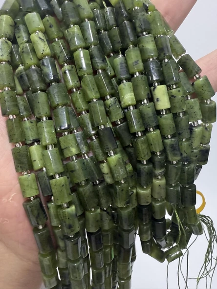 Silindir Faset Kesim Yeşim Taşı Dizisi 6x9mm - 6