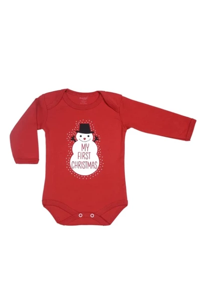 Yılbaşı Noel (CHRİSTMAS) Temalı Organik Bebek Body Şapka Takımı 6-9 Aylık - 4
