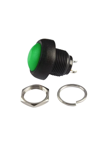 Alkatronik 12mm PBS-33B 2 Pin Push Buton Yeşil ON OFF 1A 250V Mini Yuvarlak Su Geçirmez Anahtar Momentary Swit - Resim 5