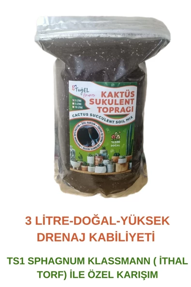 Tuğel Flowers Kaktüs & Sukulent Toprağı (3 LİTRE)