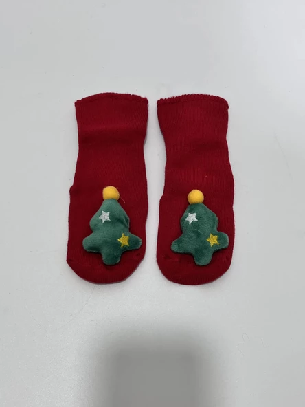 Yılbaşı Temalı Ponpon Detaylı Bebek Havlu Çorap S Beden (Model 2) - 2