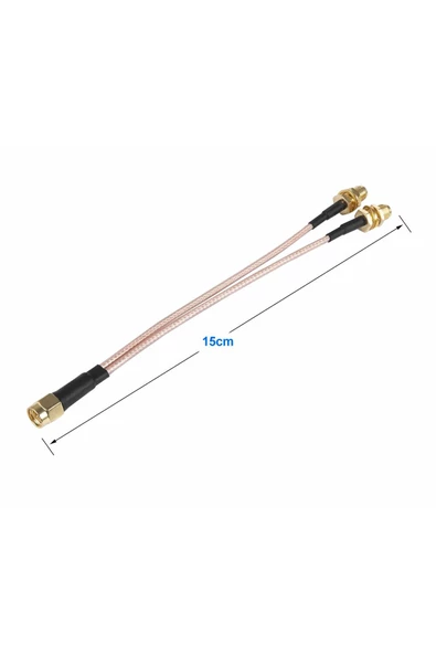 Alkatronik Y Tip RG316 15cm 1x Sma Erkek 2X Sma Dişi Kablo RF Uzatma Kablosu Altın Kaplama Soket 0-6GHz Wi-Fi - Resim 5