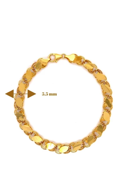 14 Ayar Altın 5.5 mm Pullu Zincir Bileklik - 3