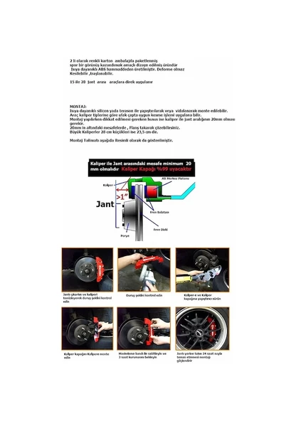 Jaguar S-type Uyumlu Brembo Kırmızı Kaliper Kapağı 4 Parça Ön Arka Set - 4