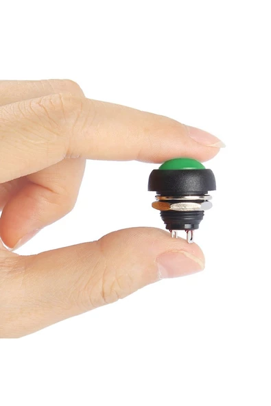 Alkatronik 12mm PBS-33B 2 Pin Push Buton Yeşil ON OFF 1A 250V Mini Yuvarlak Su Geçirmez Anahtar Momentary Swit - Resim 2