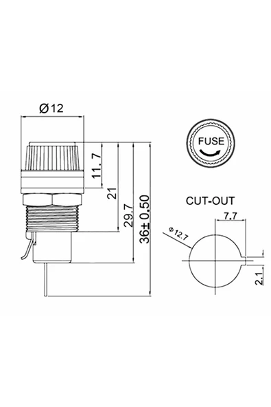 Alkatronik Panel Montaj 5x20mm Cam Sigorta Kutusu 10A 250V R3-12 Elektrikli Cihaz Ev Aletle 12mm Montaj Deliği - 8
