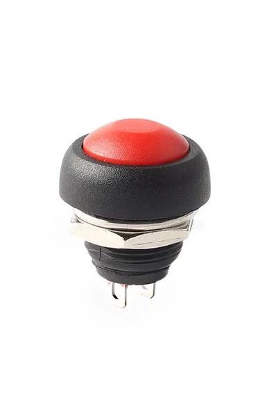Alkatronik 12mm PBS-33B 2 Pin Push Buton Kırmızı ON OFF 1A 250V Mini Yuvarlak Su Geçirmez Anahtar Momentary Sw