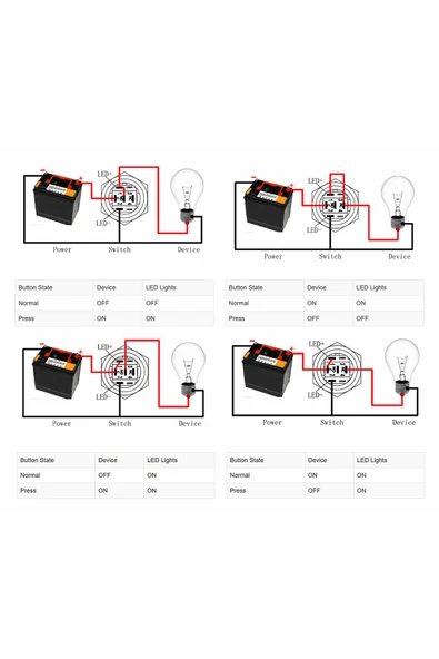Alkatronik 16mm Metal Panel Montaj Düz Kafa Latch Buton NO NC Power Sembol Led Işıkl DC 6A-12V AC 3A 250V IP67 - Resim 5