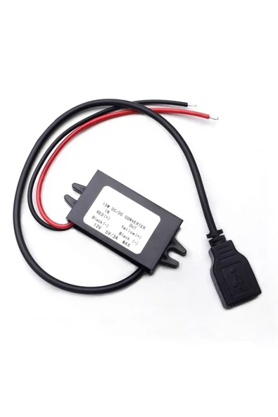 Alkatronik 12V/24V to USB-A 5V 3A Modül F35J5V3A 30cm Type A Usb Kablolu Su Geçirmez Şarj Telefon Voltaj Düşür - Resim 7