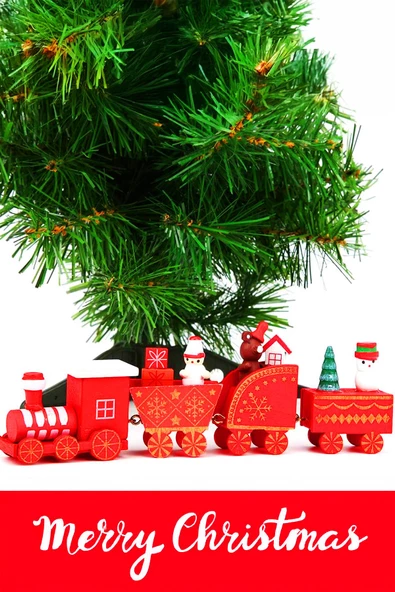 Yılbaşı Süsü Dekoratif Ahşap Noel Treni - Dekoratif ve Hediyelik  20 cm - 5