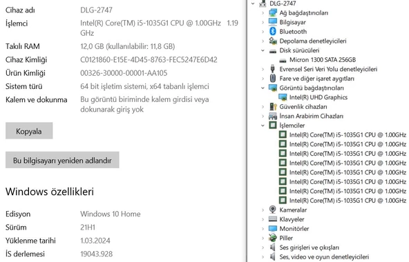 Acer Extensa 15 EX215-52-531X i5 1035G1 12GB 256GB SSD 15.6" FHD NX.EG8EY.002  (İKİNCİ EL) - 5