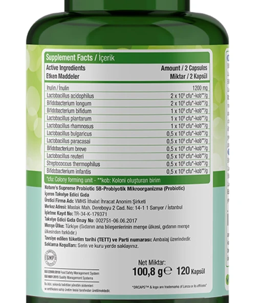 Nature's Supreme Probiotic 5B 120 Kapsül - 2