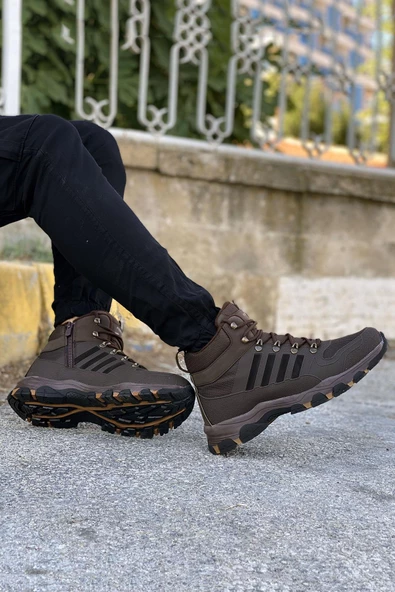 Big King Kahve Çizgili Kauçuk Unisex Trekking Bot - 3