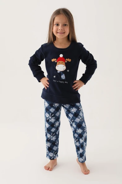 Arnetta 2661 Happy Snow Lacivert Kız Çocuk Uzun Kol Pijama Takım ürün görseli 1