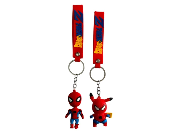 Örümcek Adam Silikon Anahtarlık Spiderman Çanta Süsü 2 Adet - 2