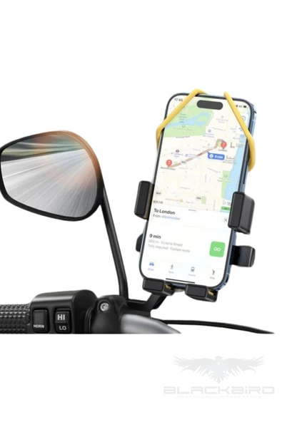 Blic BTS15 Motosiklet Telefon Tutucu Ayna Bağlantılı 360 Derece Dönen