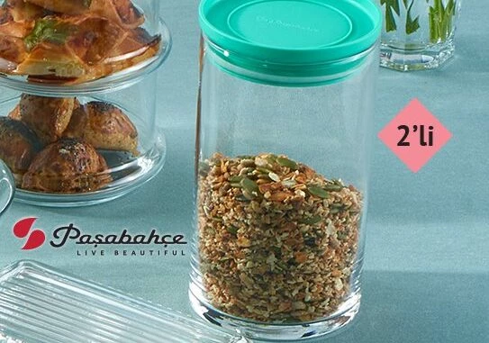 Paşabahçe 43736 Breakfast Turkuaz Kapaklı Vakumlu Kavanoz 730cc 2'li