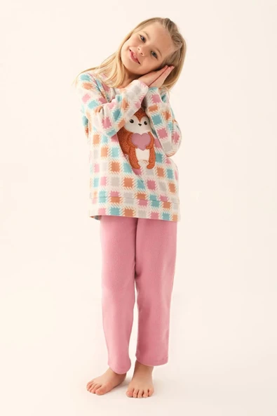 Arnetta 2651 Garson Polar Krem Kız Çocuk Uzun Kol Pijama Takım - 2