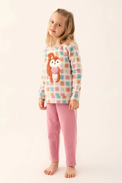 Arnetta 2651 Garson Polar Krem Kız Çocuk Uzun Kol Pijama Takım - 4