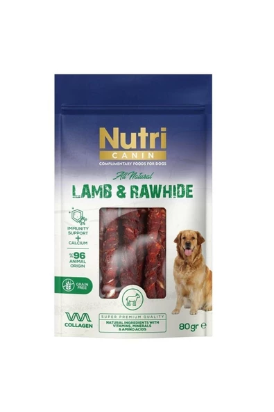 NUTRI CANIN KUZU ETLİ SARILI KEMİK 80 GR