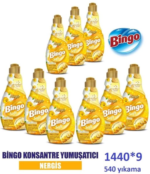Bingo Konsantre Çamaşır Yumuşatıcısı Nergis 1440 ml x 9 Adet
