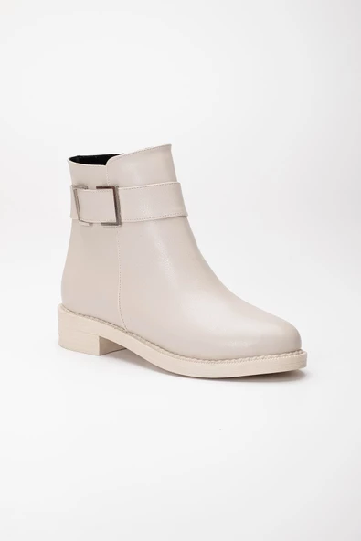 Kadın Bot Bej Yüzlü Yan Kare Tokalı - Resim 4