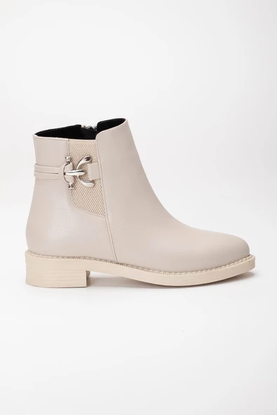 Kadın Bot Bej Yan Elastik Tokalı - Resim 3